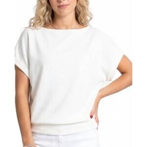 NEW KLD. SIGNATURE foundation cuffed sleeved top in cream